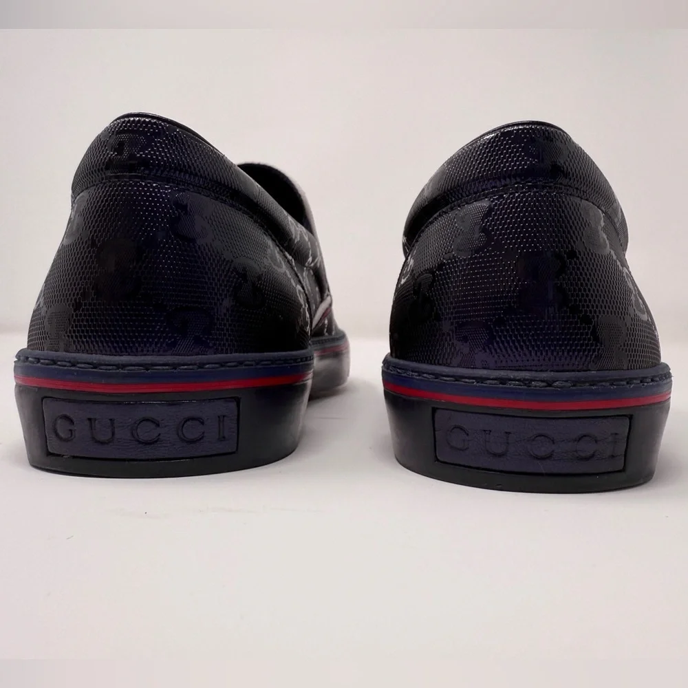 Gucci GG Guccissima Blue/Purple 
Slip-On Loafers/Sneakers w/Red and White Trim. - Picture 5 of 5